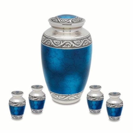 URNSDIRECT2U Urnsdirect2u 7538T4 Mediterranean Mystic Adult Urn with Four Tokens; Blue 7538T4